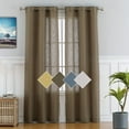 thumbnail image 1 of Linen Blend Textured Grommet Window Curtain Panels for Kitchen Living Room Bedroom Farmhouse Window Treatment Drapes, 37 x 95 Inch, 2 Panels.Brown, 1 of 6