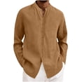 thumbnail image 1 of Linen Blosues for Mens Button Long Sleeve Tee Shirts Tops Solid Baisc Blouses Collar Casual T-Shirts Soft Basic Tops 2026 Beach Gym Workout Golf Blouses, 1 of 6