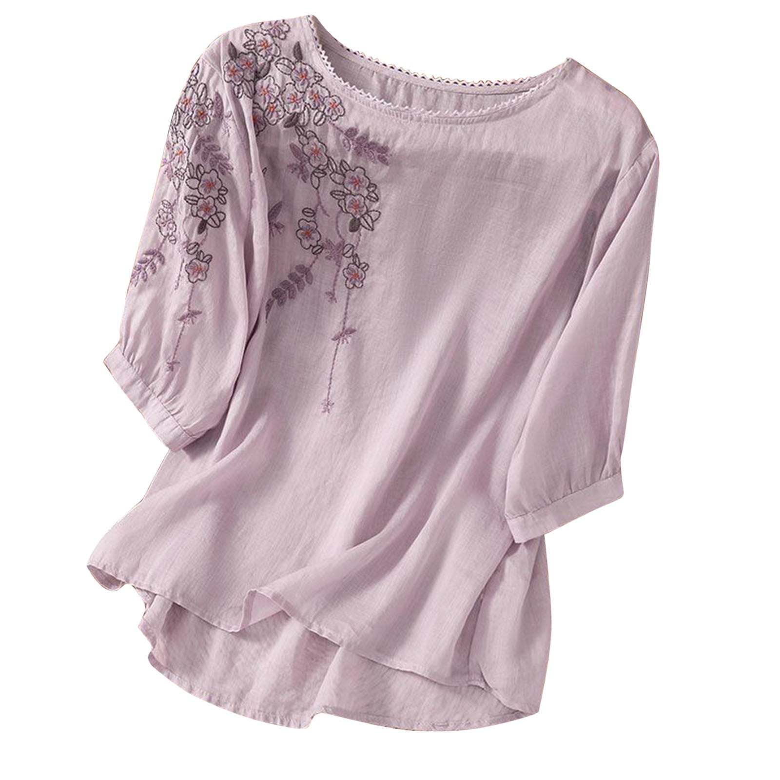 Linen Blouses Gym T Shirts Women Vintage Loose Flowy Womens Athletic