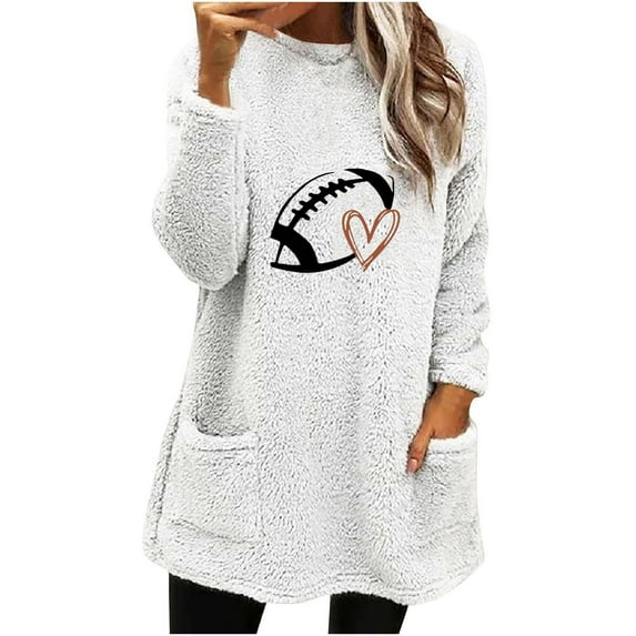 Linen Blouses for Women Plus Size Womens Workout Tank Tops Round Neck Winter Print Pocket Warm Long Sleeve Sweatshirt