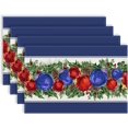 thumbnail image 1 of Linen Blue Christmas Placemats Set of 4 Christmas Table Mats Winter New Year Xmas Decor Blue Christmas Decorations and Supplies for Home Kitchen Table-12×18’’, 1 of 5
