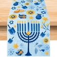 thumbnail image 1 of Linen Blue Happy Hanukkah Table Runner 71 Inches Long Hanukkah Tablecloth Hanukkah Decor Jewish Hanukkah Chanukah Table Decorations for Home, 1 of 5