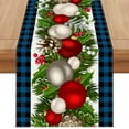 thumbnail image 1 of Linen Blue and Black Buffalo Check Plaid Christmas Table Runner 36 Inches Long Farmhouse Winter Christmas Xmas Holiday Home Kitchen Table Decorations, 1 of 7