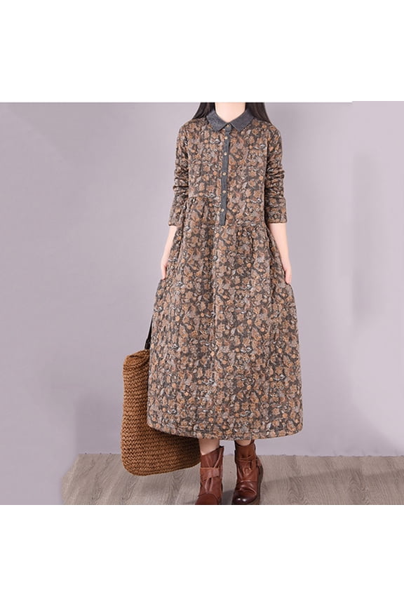 Womens Linen Dresses Long Sleeve Maxi Dress Casual V Neck Button Down Shirt Dress Gray M