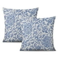 thumbnail image 1 of Linen Boho Pillow Covers 20x20inch Set of 2, Adorned with Blue Carpet Pattern, Perfect Decorative Throw Pillows for Farmhouse, Sofa, Couch, Outdoor, 1 of 7
