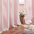 thumbnail image 1 of Linen Boho Pink Embroidered Curtains for Girls Bedroom & Nursery - 84" Long, 2 Panels, Light Filtering Farmhouse Drapes (52" W x 84" L), 1 of 18