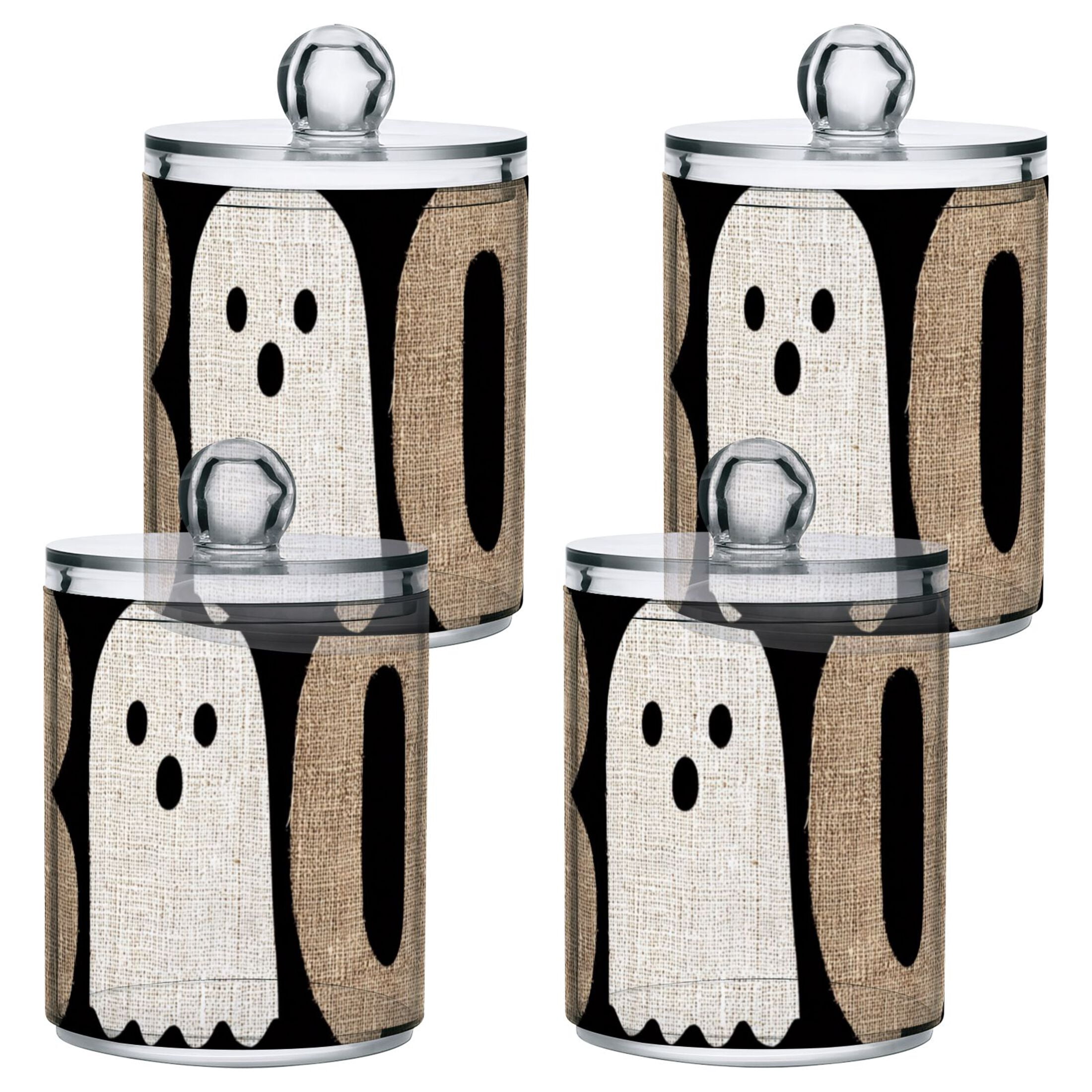 Linen Boo with Specter Halloween Translucent Plastic Cans Storage ...