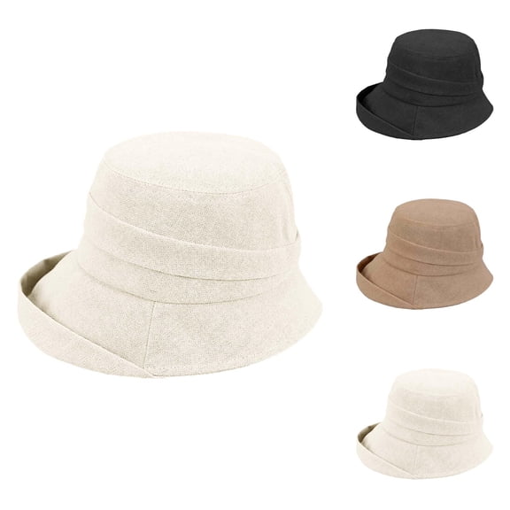 Linen Bucket Hats for Women – Wide Brim Sun Hat UV Protection, Breathable Foldable Travel Hat for Beach, Gardening, Outdoor Hiking and Summer Fun