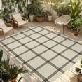 thumbnail image 1 of Linen Buffalo Check Outdoor Rug for Patio/Deck/Porch, Non-Slip Large Area Rug 3 x 5 Ft, Retro Black Lines Grid Pattern Indoor Outdoor Rugs Washable Area Rugs, Reversible Camping Rug Carpet Runner, 1 of 8