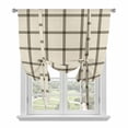 thumbnail image 1 of Linen Buffalo Check Tie Up Curtains for Windows, Adjustable Balloon Window Shades, Retro Black Lines Grid Pattern Kitchen Window Treatments Farmhouse Short Curtains with Rod Pocket 42"x45", 1 of 8