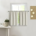 thumbnail image 1 of Linen Buffalo Check Tier Curtains for Kitchen, Thick Yarn Dyed Buffalo Plaid Rod Pocket Cafe Bathroom Curtain, Short Kitchen Window Curtain Sets, 28" W x 24" L, Linen/White, Set of 2, 1 of 6