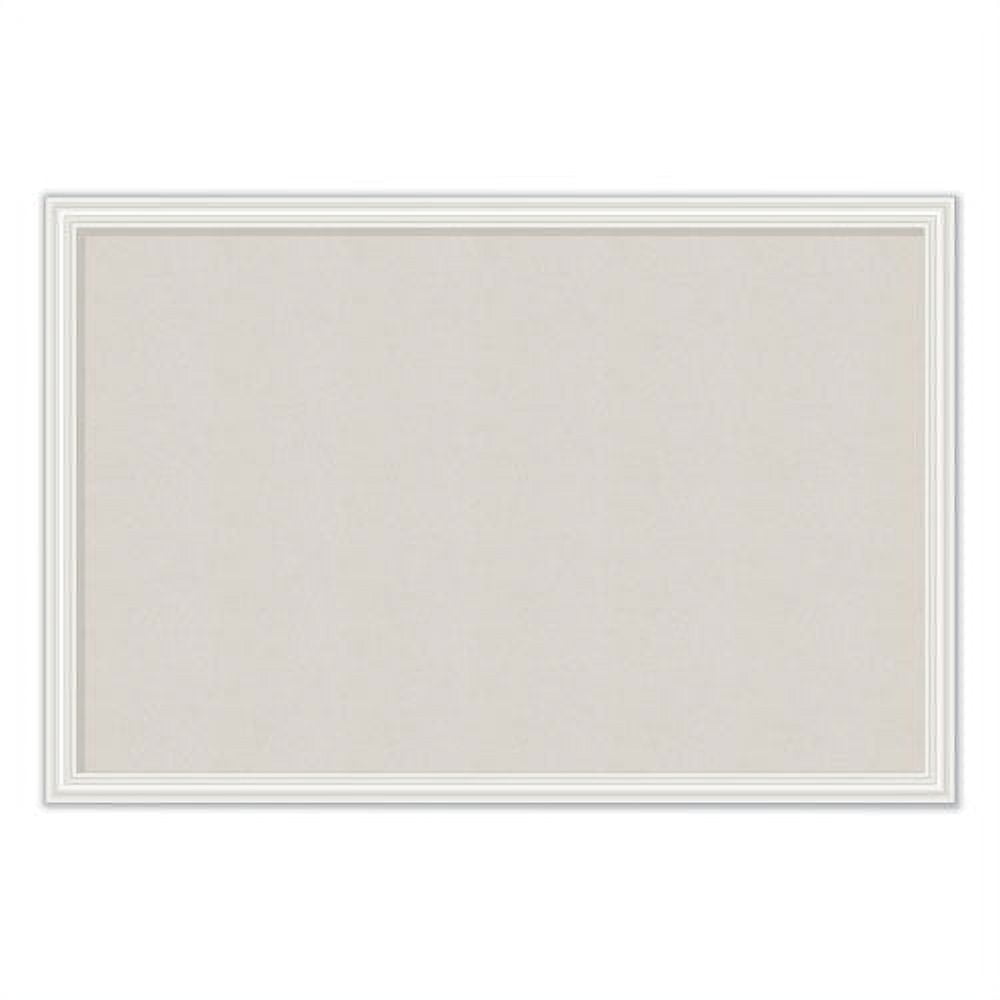Linen Bulletin Board With Decor Frame, 30 X 20, Natural Surface/white