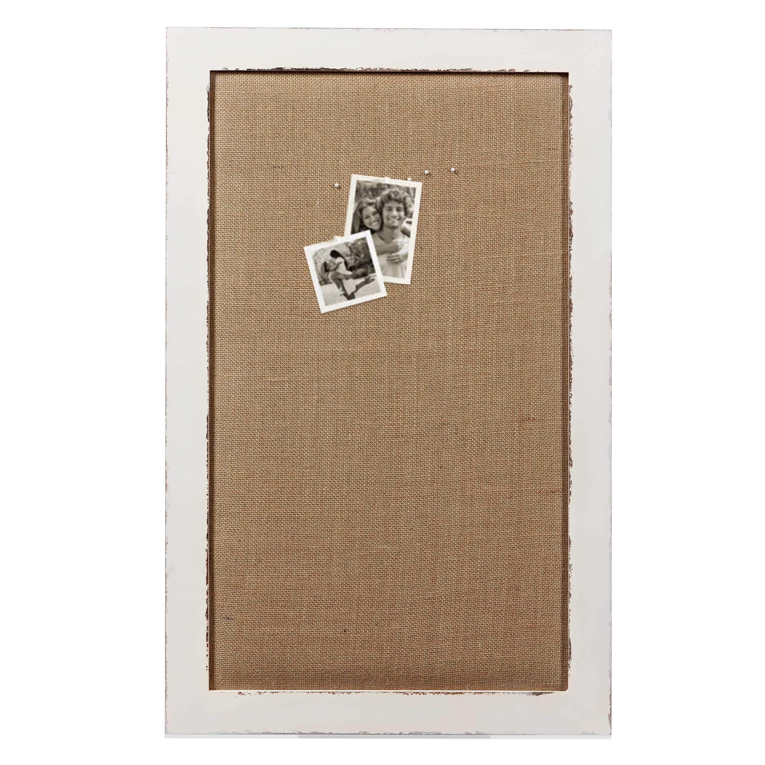 Linen Bulletin Boards for Walls 18 x 29 inches Wooden Frame, White Pin