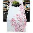 thumbnail image 1 of Linen Burlap Table Runner Dresser Scarves Pink Cherry Blossoms Kitchen Table Runners for Dinner Holiday Party Wedding Decor, 1 of 1