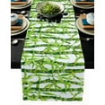 thumbnail image 1 of Linen Burlap Table Runner Green Bamboo Leaves Kitchen Table Runners for Dinner Holiday Party Wedding Events Decor, 1 of 5