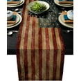 thumbnail image 1 of Linen Burlap Table Runner, US Flag Kitchen Table Runners for Family Dinner, Banquet, Parties and Celebrations, Vintage American Flag Table Decor, 14 x 72 inch, 1 of 6