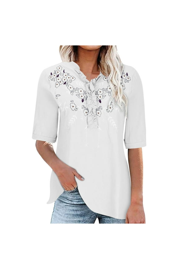 Linen Button Down Shirt Women Blouses for Women Casual Petite Short Sleeve Shirts for Women Graphic Tees Plus Size