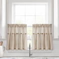 thumbnail image 1 of Linen Button Kitchen Tier Window Curtain Panels Dark Linen 29X24+2 Set, 1 of 10