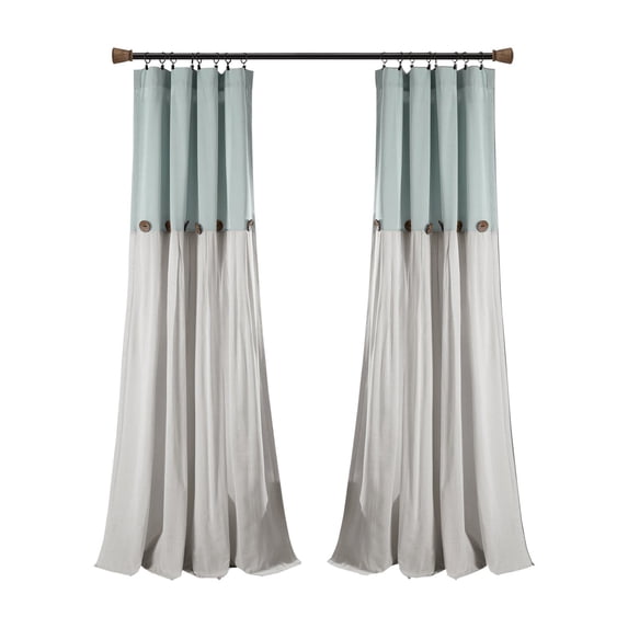 Linen Button Window Curtain Panel Single Dark Linen 40X108