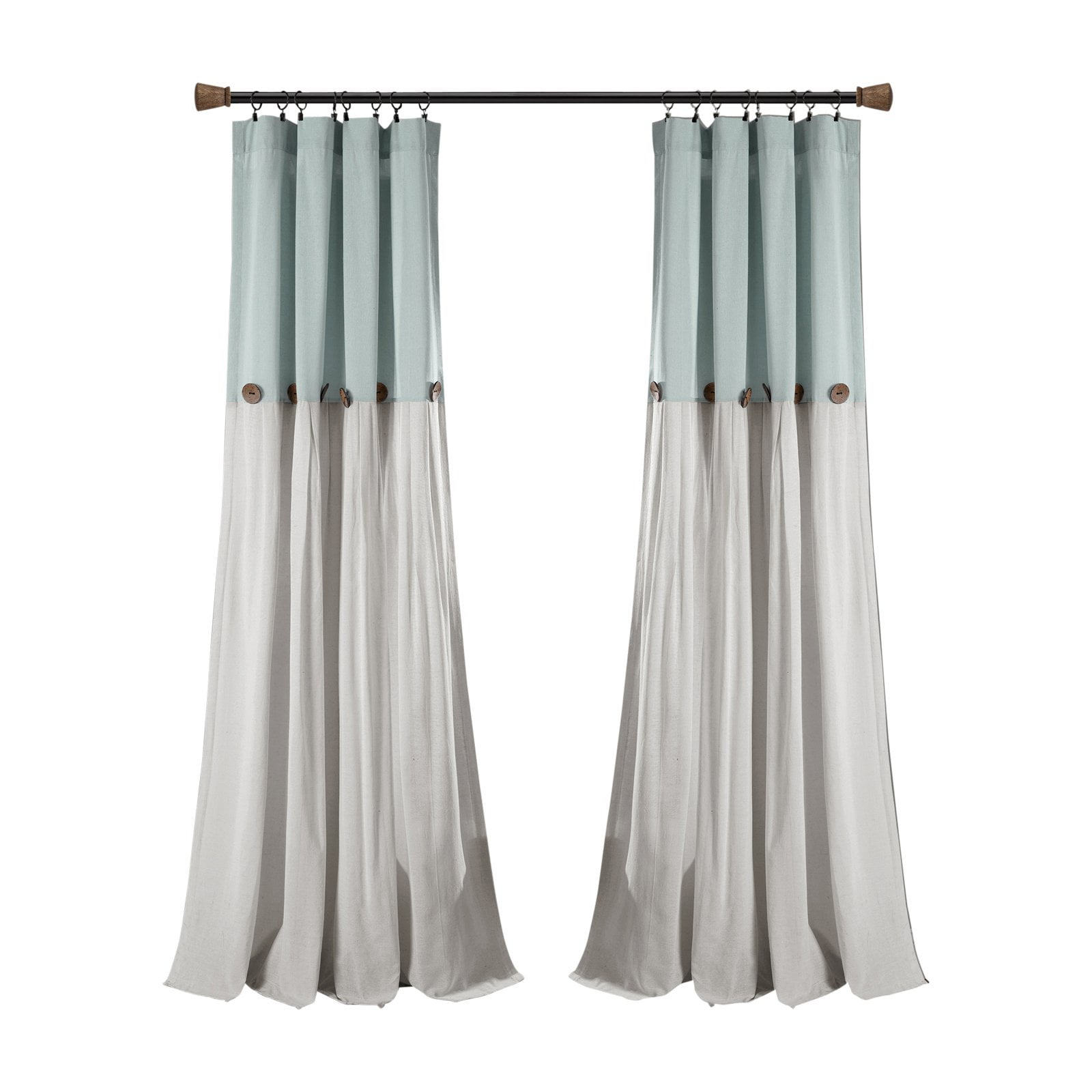 Linen Button Window Curtain Panel Single Off White 40X108
