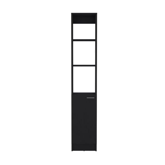 Linen Cabinet Bathroom Storage - Black Wood Cabinet with Shelves - Freestanding Tall Organizer for Towels, Toiletries - Bedroom, Living Room - 22.2"W x 11.8"D