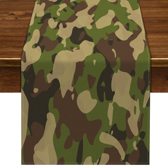 Linen Camo Army Military Camouflage Hunting Themed Birthday Party Table Decorations (33*183cm)
