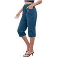 thumbnail image 1 of Linen Capri Pants for Women 2026 Summer Casual Drawstring High Waisted Wide Leg Cropped Trousers with Pockets, 1 of 6