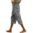 thumbnail image 1 of Linen Capri Pants for Women 2026 Summer Cotton Linen Capri Trousers Lightweight Drawstring Cropped Pants with Pockets, 1 of 5