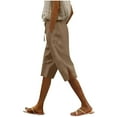 thumbnail image 1 of Linen Capri Pants for Women Cotton Linen Knee Length Summer Bermuda Shorts Straight Leg Loose Fit Beach Loungewear, 1 of 6