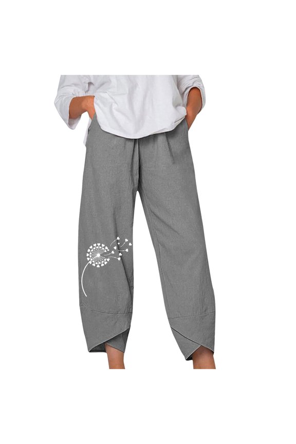Linen Capri Pants for Women Palazzo Lounge Pants Lightweight Summer Cropped Harem Pants Capris Sweatpants Trousers