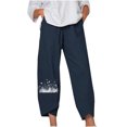 thumbnail image 1 of Linen Capri Pants for Women Palazzo Lounge Pants Lightweight Summer Cropped Harem Pants Capris Sweatpants Trousers, 1 of 4