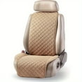 thumbnail image 1 of Linen Car Seat Cover for Cars - Soft & Breathable Front Premium Covers with Non-Slip Protector Universal Fits Most Automotive, Vans, SUV-2Pcs Brown, 1 of 5