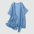 thumbnail image 1 of Linen Cardigan for Womens Open-Front Loose Fitted Blouses Flowy Button Less Cardigans Light Breathable Blouses Solid Classic Shirts Kimono Cover Ups, 1 of 7