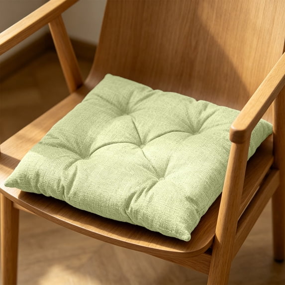Linen Chair Cushion Soft Comfortable Padded Seat Cushion Non Slip Square Chair Pad - Washable Durable for Kitchen Dining Office, Green, Ccwuwei
