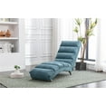 thumbnail image 1 of Linen Chaise Indoor Long Lounge Chair, Upholstered Recliner Chair with Metal Legs and Side Pocket, Ergonomic Massage Sofa Chair, Leisure Chair for Living Room, Bedroom and Dorm, Blue, 1 of 7