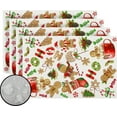 thumbnail image 1 of Linen Christmas Gingerbread Placemats Set of 4 Merry Christmas Xmas Winter Holiday Christmas Party Decorations and Supplies for Home Kitchen Dining Room Table-12×18'''', 1 of 6