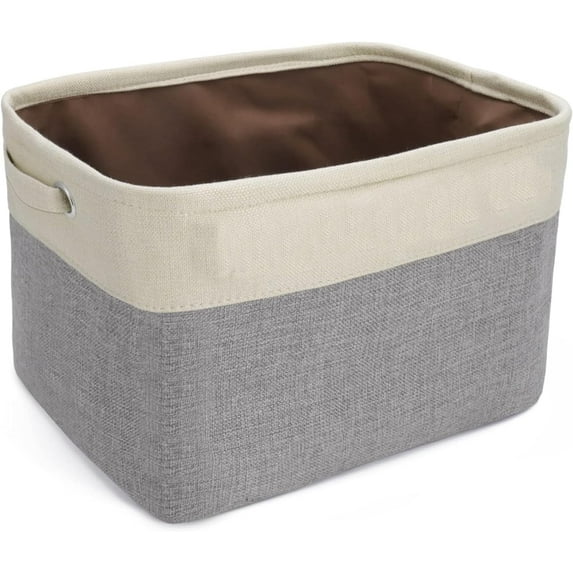 Linen Closet Collapsible Storage Basket Bin for Shelves, Fabric Rectangle Organizers with Handles for Home,Nursery,Clothes, Toys,Books, Laundry