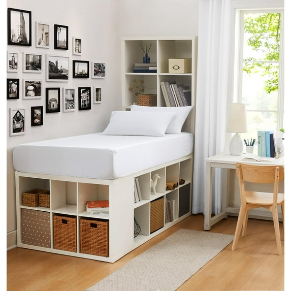 Linen Closet Cotton Rich Twin/Twin XL Dorm Sheet Set with Bonus Phone Pocket, Includes Two Fitted Sheets and Two Pillowcases, fits up to 14" Mattress, Starburst Dot C104