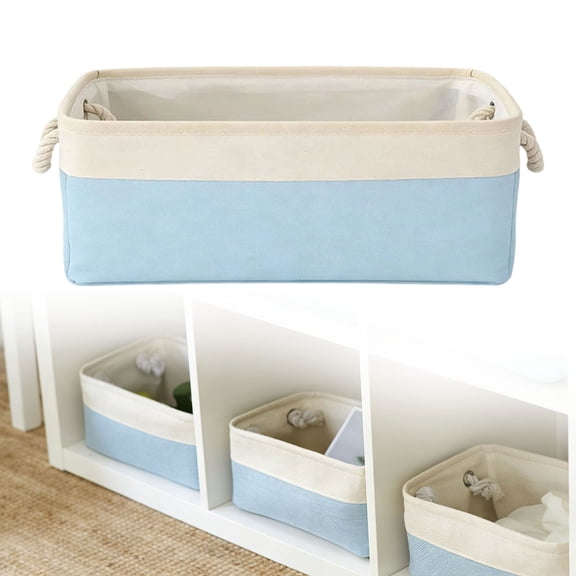 Linen Closet Organizer Storage Bin with Steel Frame, Stackable Fabric Jeans Baskets for Shelves, Foldable Wardrobe Clothes Box for Sweater Pants Towel Shirt Storage