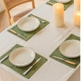 thumbnail image 1 of Linen Cloth Placemats Set of 4 Heat Resistant Dining Table Place Mats Table Mat Kitchen for Wedding Holiday Parties Decor, Green, 1 of 5