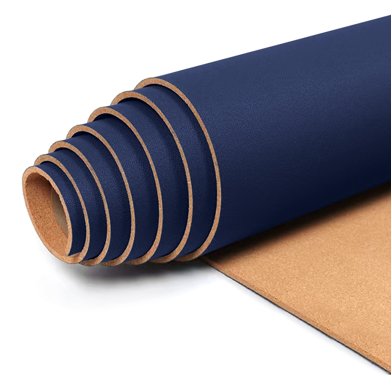 Linen Cork Board Roll Dark Blue 48" x 24", 1/4" Thick Large Fabric Covered Corkboard for Walls, ZHIDIAN Frameless Bulletin Board Non-Adhesive Colored Cork Board for Office Decor