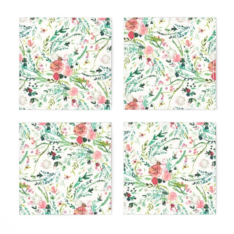 Garden Floral Cotton/Linen Napkins - Set of 4