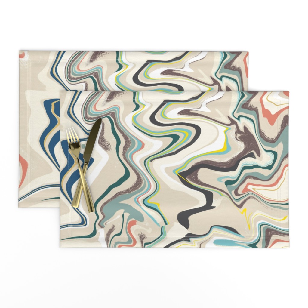 Linen Cotton Canvas Placemats (Set of 2) Marbled Geology Rocks Geode