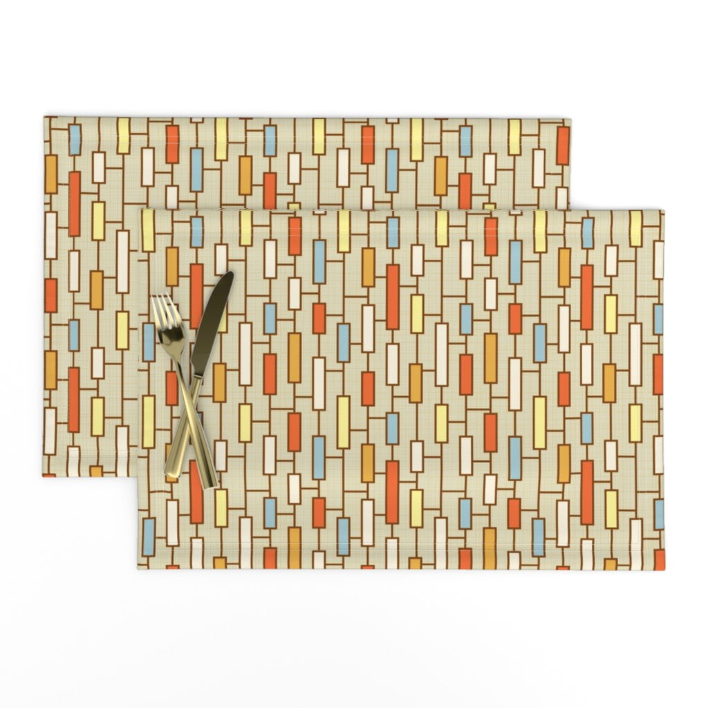 Linen Cotton Canvas Placemats (Set of 2) Mid Century Midcentury