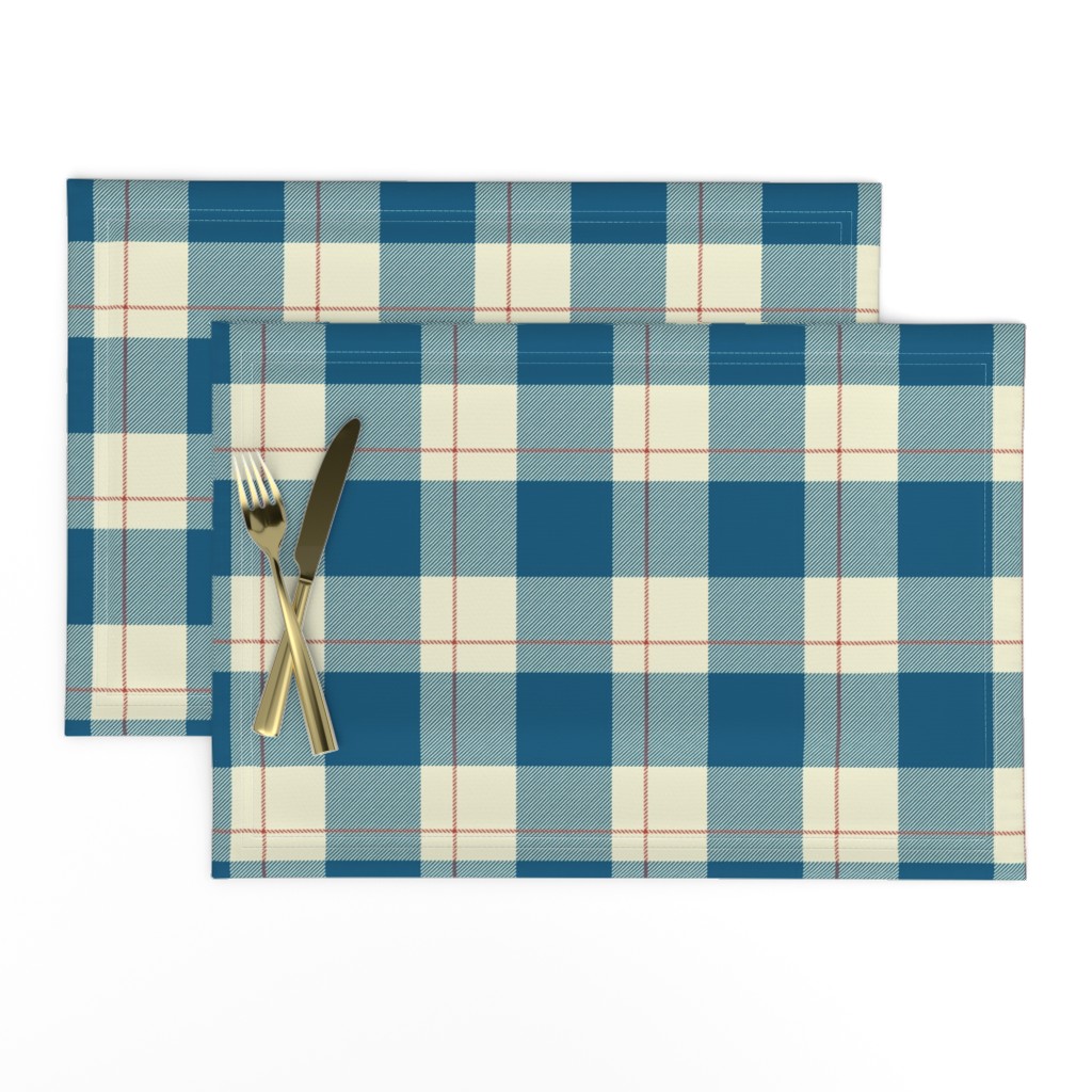 Linen Cotton Canvas Placemats (Set of 2) French Blue Plaid Buffalo
