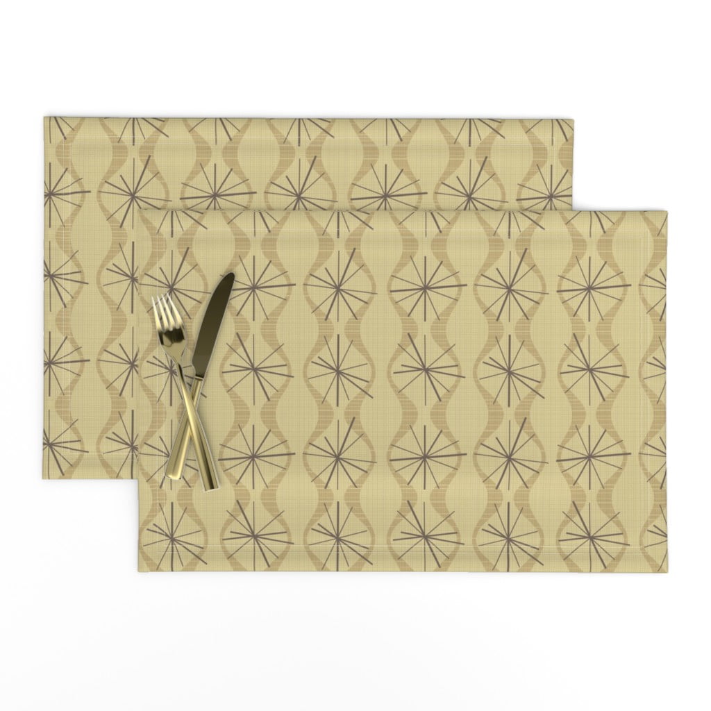 Linen Cotton Canvas Placemats (Set of 2) Mid century modern retro inspired atomic era 1950s