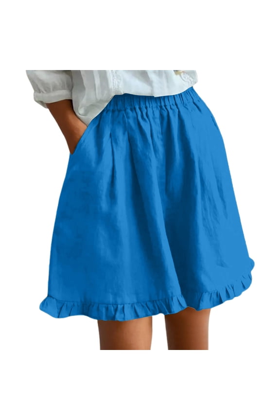 Linen Cotton Casual Shorts For Women Pocketed Lace Trim Solid Backyard Dinner Street Ready Summer Casual Layering Weekend Packing Wardrobe Hero Resort Ready