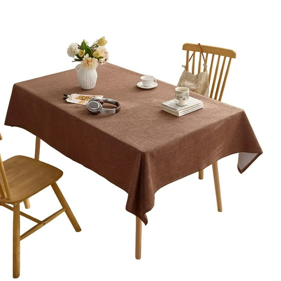 Linen Cotton Solid colored Thickened Rectangular Tablecloth for Coffee Tables 100x140 53 coffee color