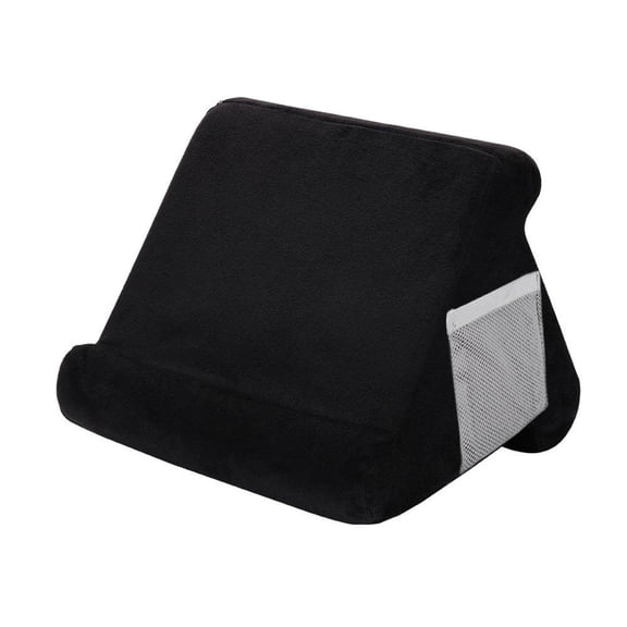 Linen Cotton Tablet Pillow Stand, 4-13 inch Device Holder, with Side Pocket, Lightweight Foam, for Home, Travel, Car