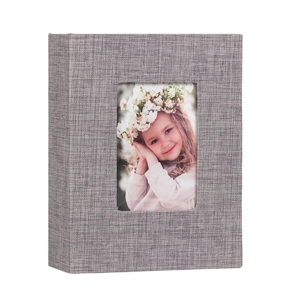 Linen Covered Photo Album with Window Display for 4x6 Inch Photos Hardcover Memory Book for Keepsake Storage